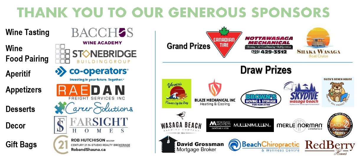 SPONSORS ALL Wasaga Beach Climate Action Team Wine Tasting Event Sponsors